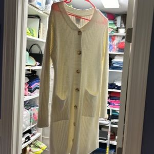 NWT - beautiful off white-cream super soft - long length- button down sweater